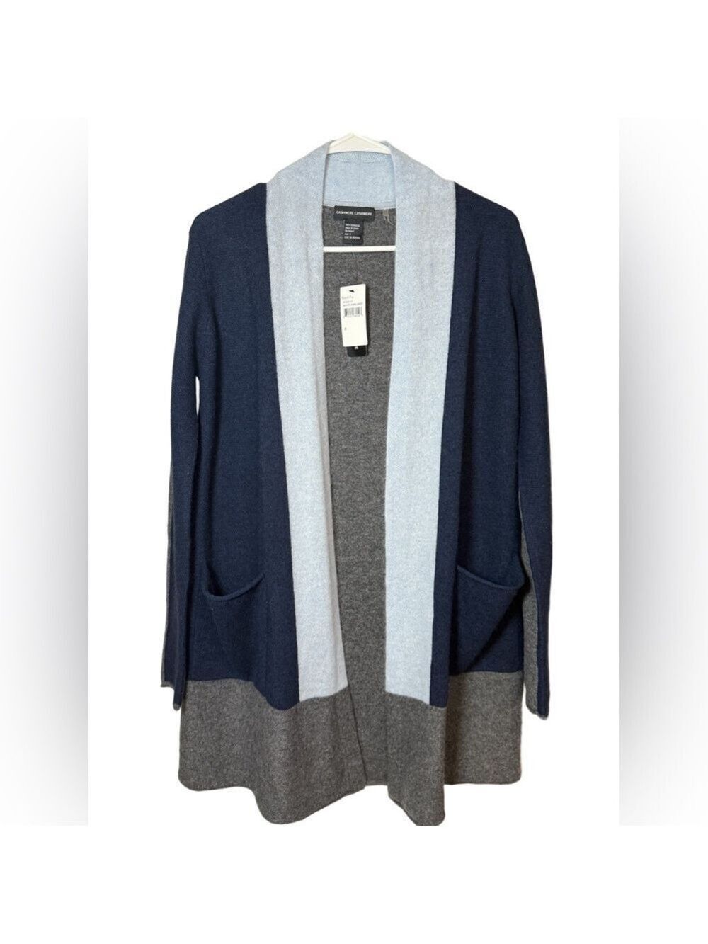 Cashmere Cashmere Blue Grey Colorblock Cardigan - Picture 2 of 9